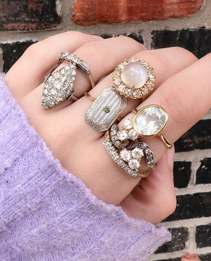 18k White Gold Navette Plaque Ring