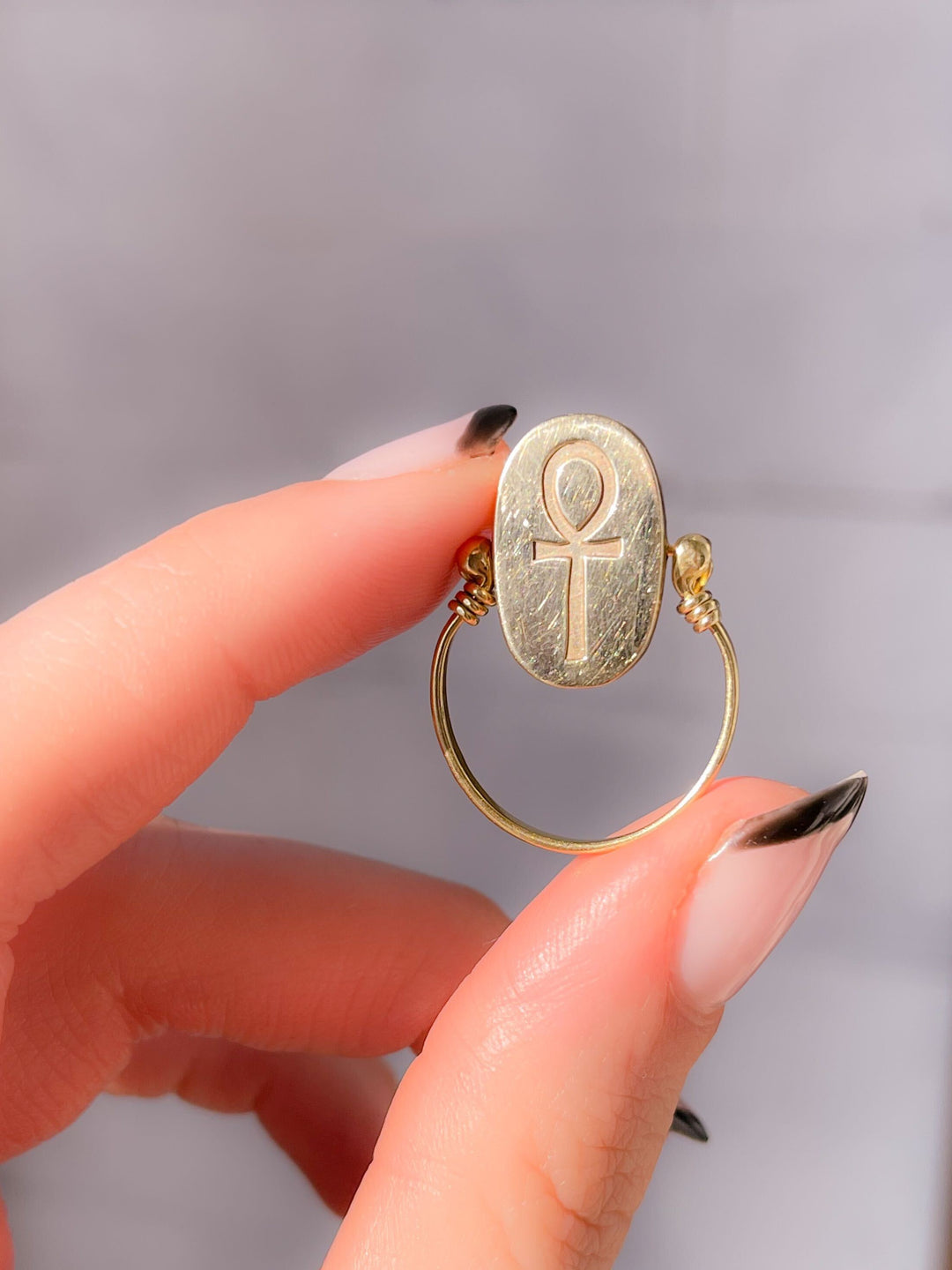 Large Scale 18k Scarab with Ankh Glyph on Reverse
