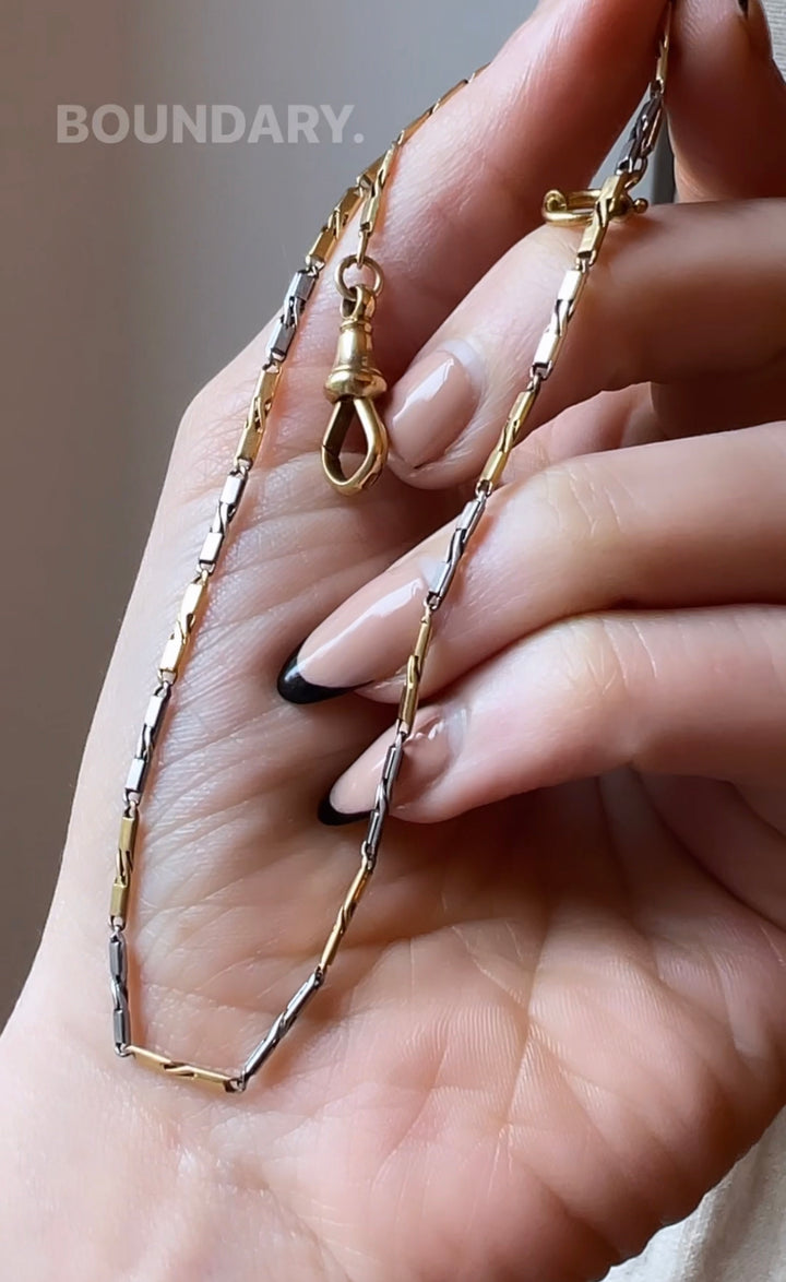 Superb Early 20th C English Watch Chain 18ct + Platinum