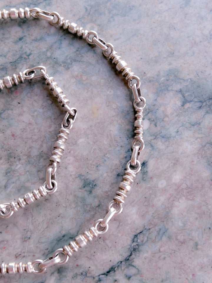 Rare Victorian Sterling Silver Barbell Chain