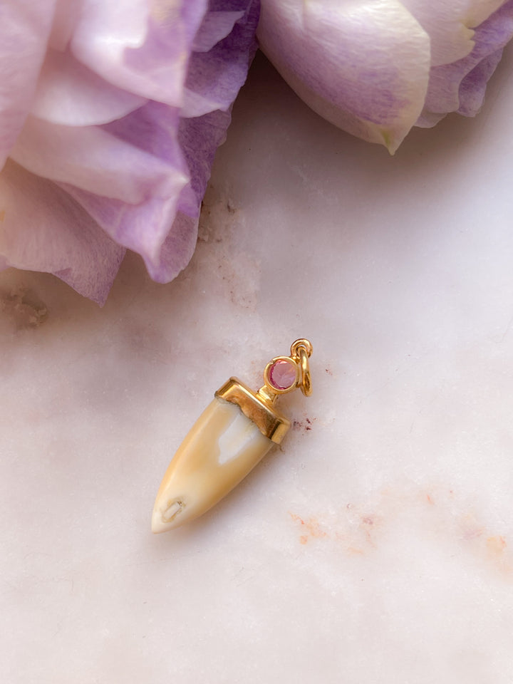Victorian Tiger Fang with Pink Sapphire Bale Fitting