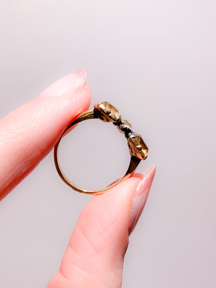 Glorious Imperial Topaz and Paste Bow Ring in 18k