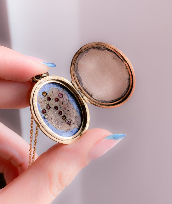 Victorian 9k Front and Back Locket on 9k Chain