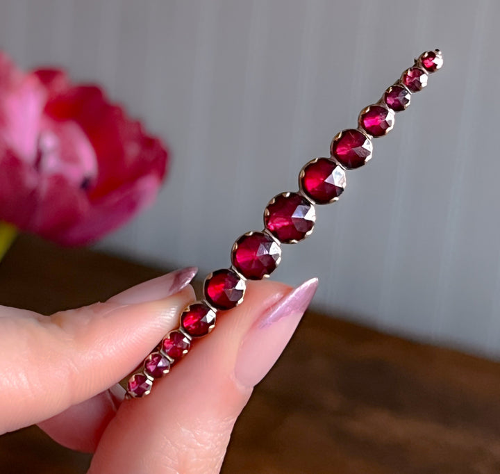 An Outstanding French Foiled 19th C Perpignan Garnet Brooch