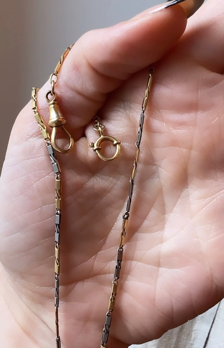 Superb Early 20th C English Watch Chain 18ct + Platinum
