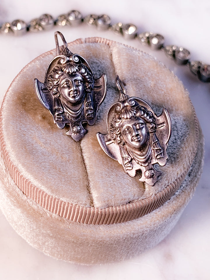Stunning Renaissance Revival Earrings with Gorgeous Victorian Visages