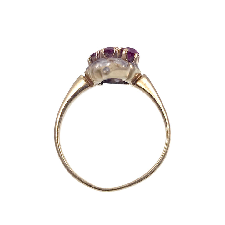 Victorian Diamond and Ruby Navette Ring