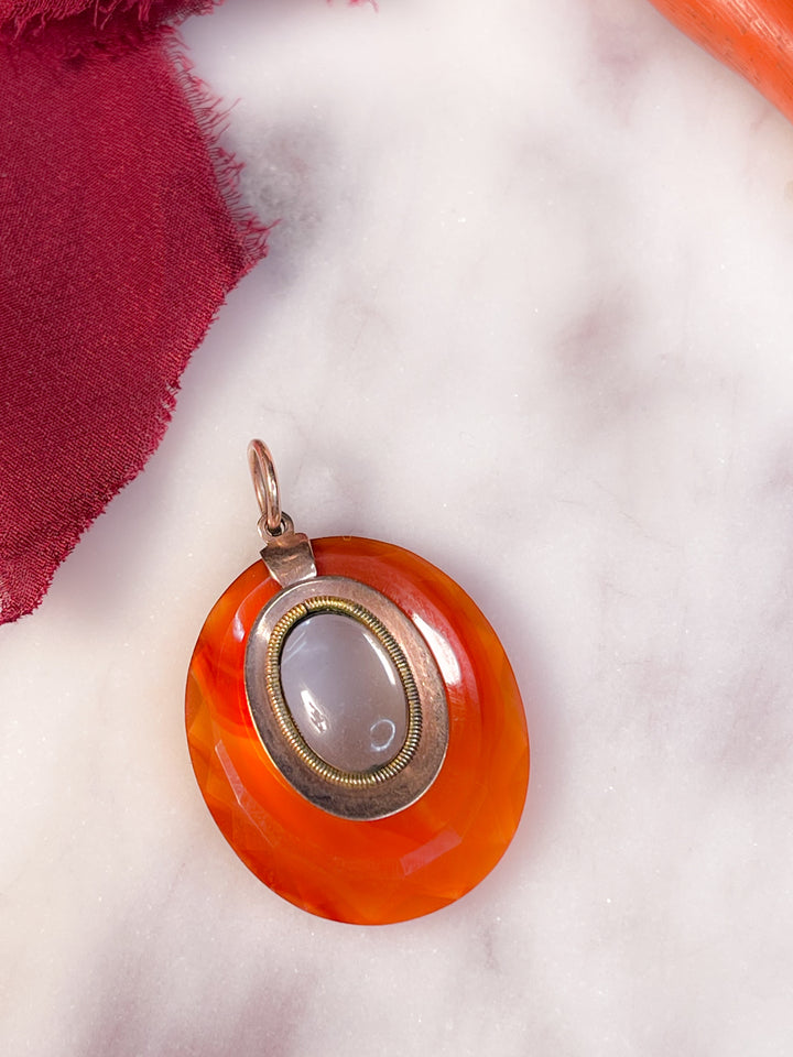 Stunning 9k Red Carnelian Pendant