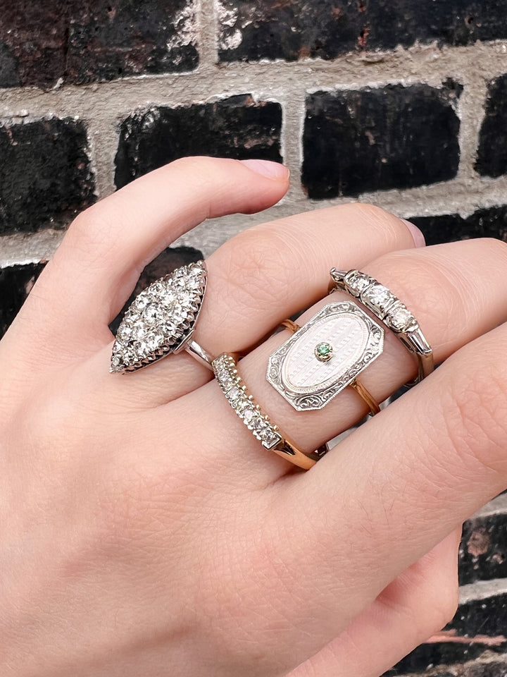 18k White Gold Navette Plaque Ring