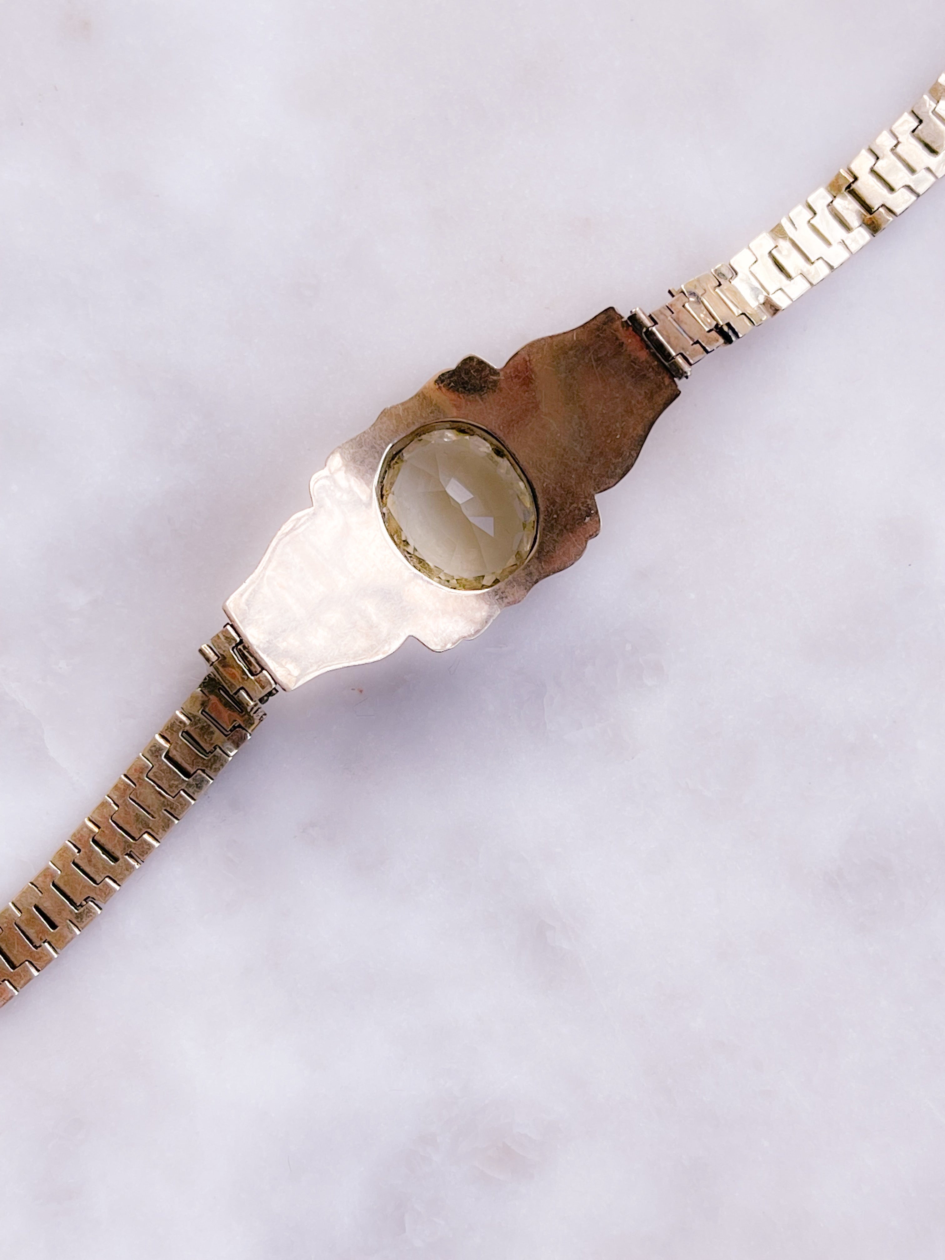 9k Victorian Citrine Bracelet with Sensual Watch Chain