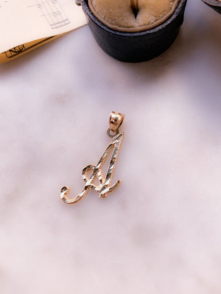 14k “A" Pendant Circa 1990 *Include Baci Chocolates*