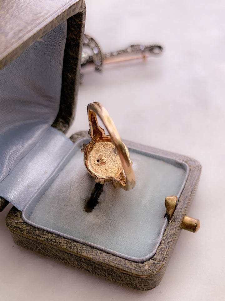 Antique 14k & Enamel Pansy Conversion Ring