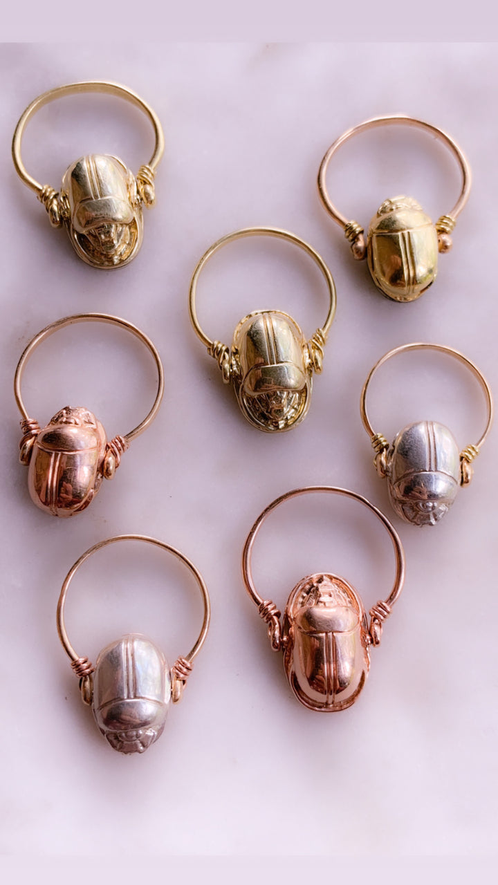 14k & Sterling Silver Scarab Flip Ring