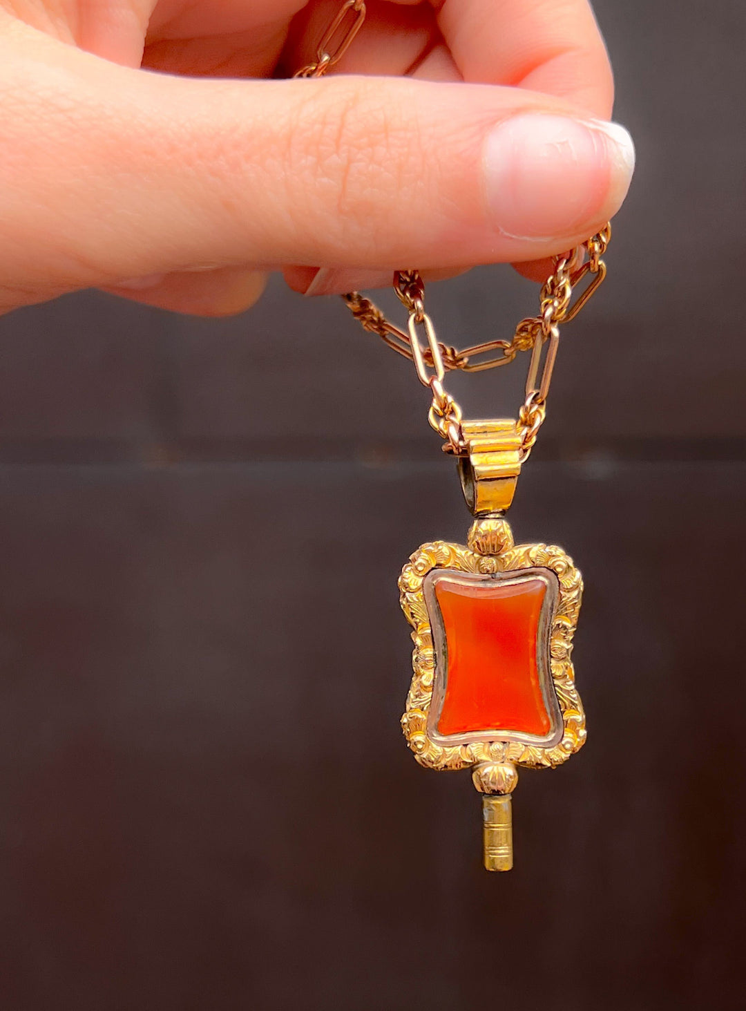Exceptional Large Scale Gold-Cased Carnelian Fob