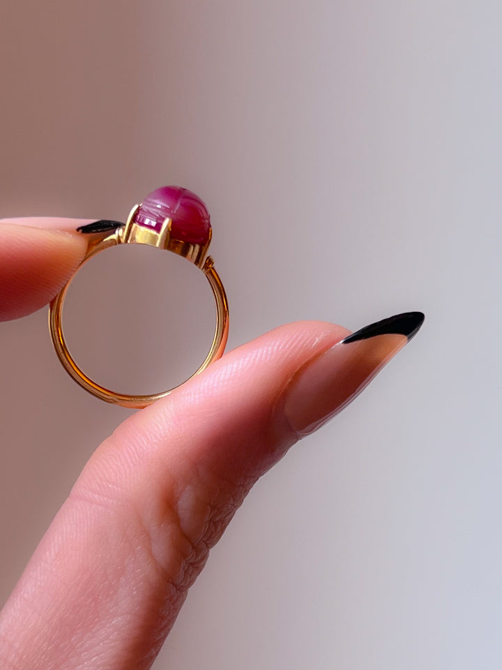 Early 20th C Egyptian Revival Carnelian Scarab Conversion Ring
