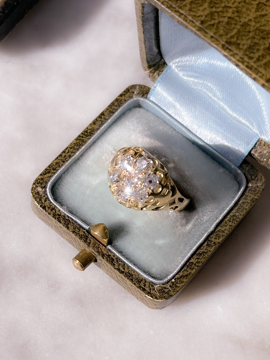 Victorian Old-Mine Cut Diamond Cluster Ring