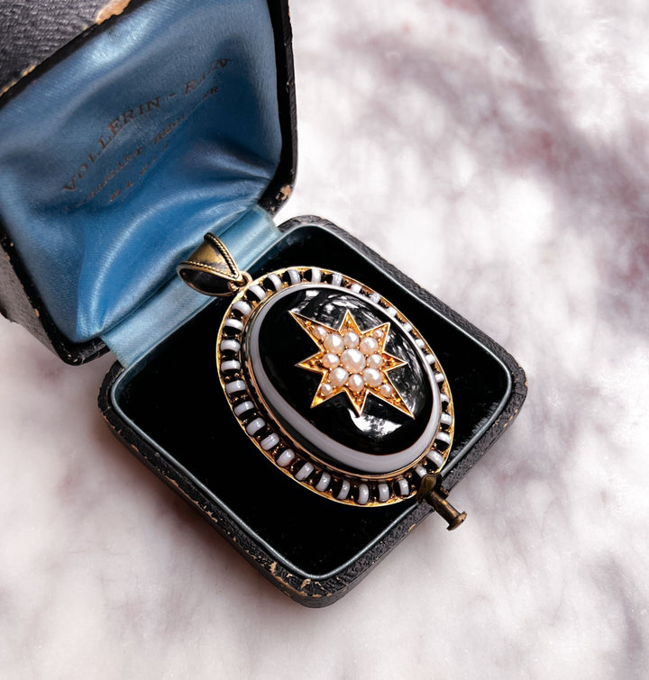 15k Incredible Etruscan Revival Bullseye Agate Locket