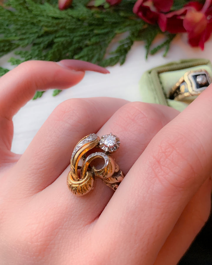 Platinum and 18k Conversion Ring with Diamond