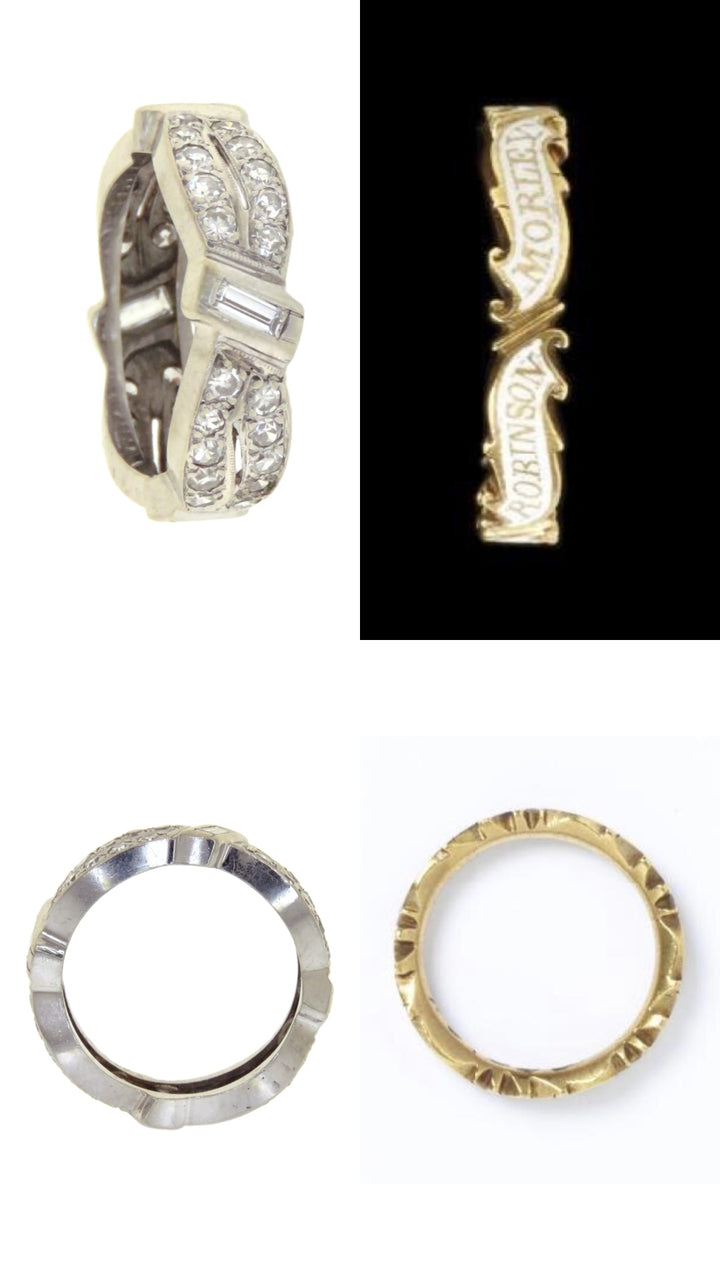 Superb Emerald Cut Diamond Mid Century Ribbon Band 1.35ctw (INCLUDE GEORGIAN FOB)