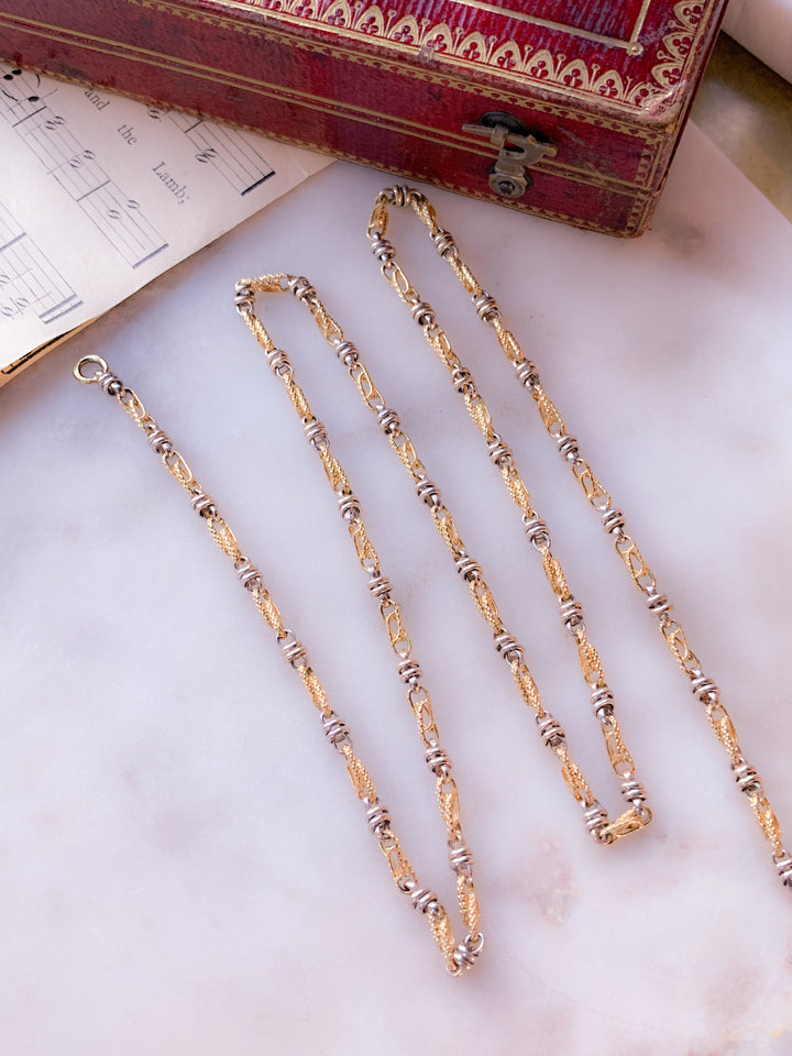 14k Two-Tone Vintage Infinity Link Chain Circa 1980 *include white ribbon*