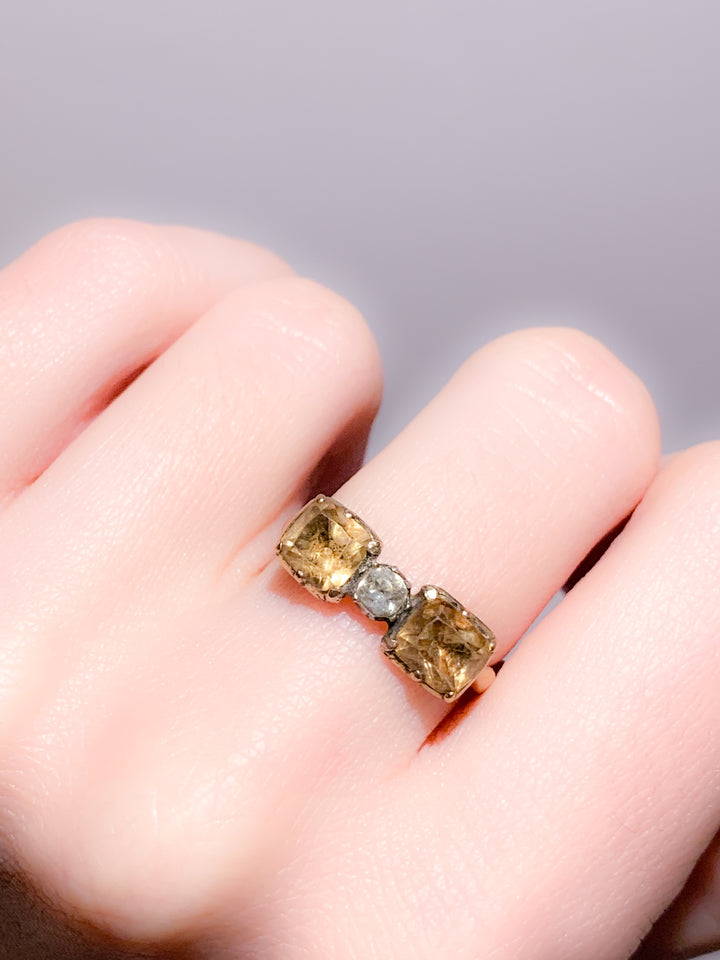 Glorious Imperial Topaz and Paste Bow Ring in 18k