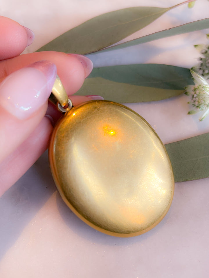 Pearl, Rose-Cut Diamond, and Blue Enamel 18k Locket