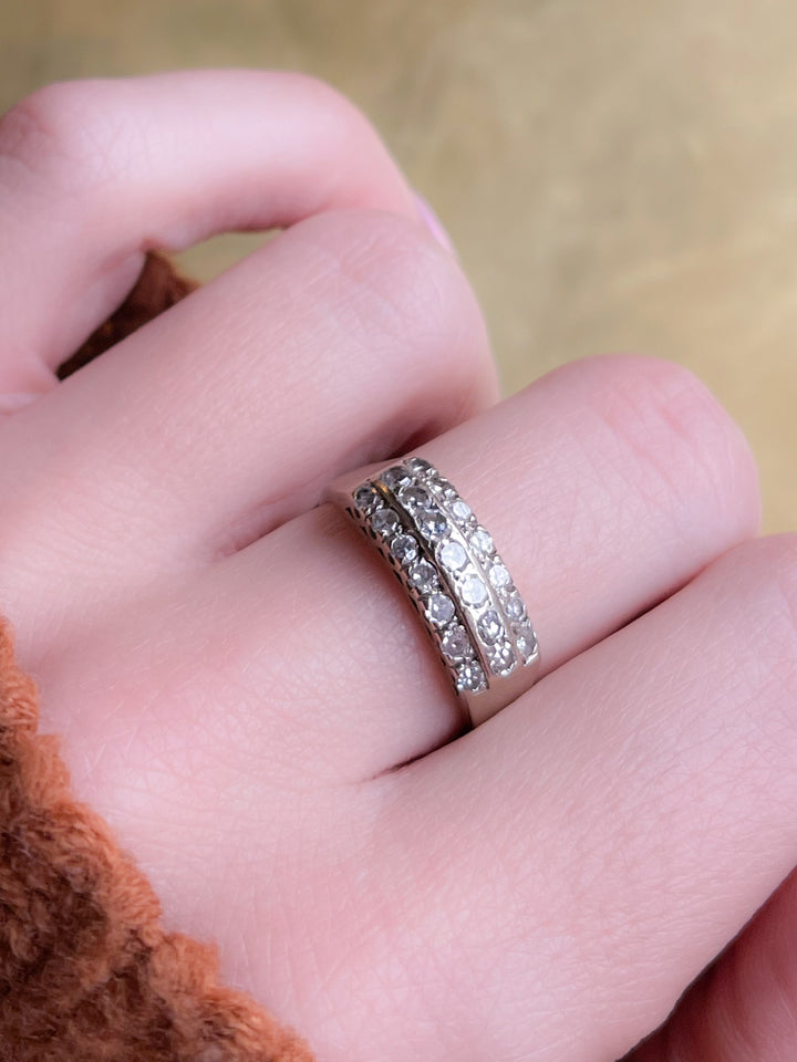 14ct Diamond Triple Band in 14ct White Gold