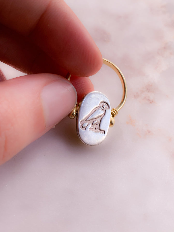 Platinum & 18ct Scarab Flip Ring with Horus