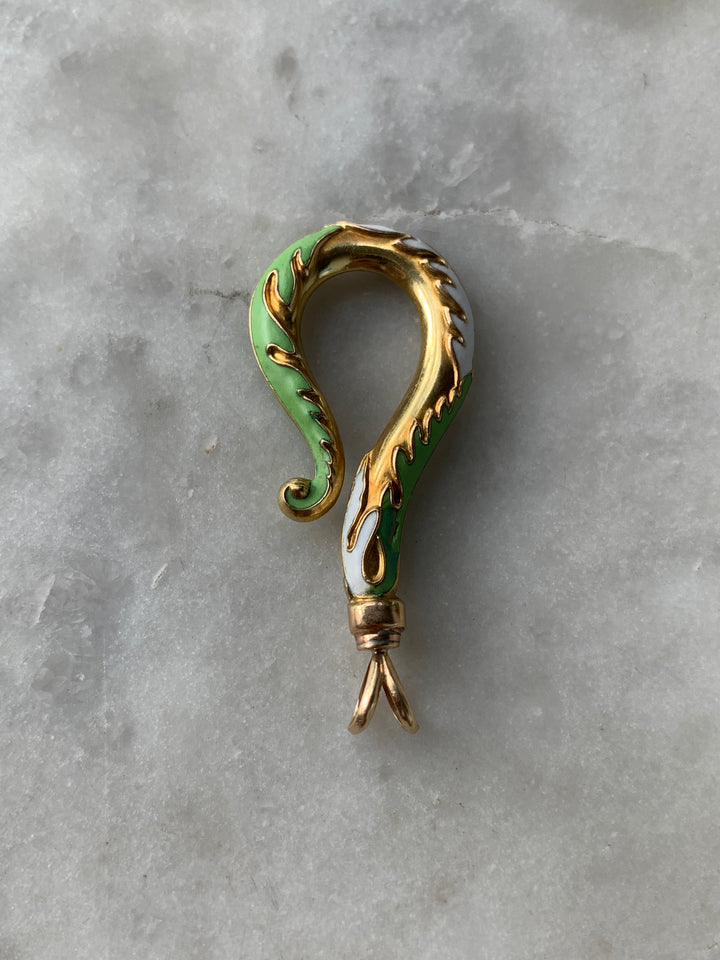 Rare Victorian S Hook in 15k with Original Enamel *Include Baci Chocolates*