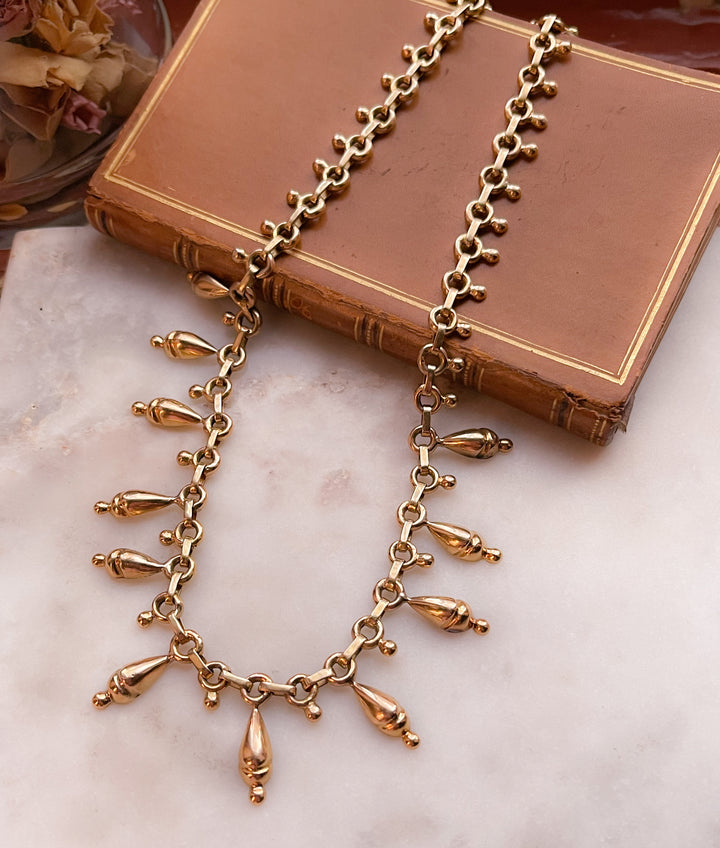 Beautiful 18k French Etruscan Revival Drop Collar