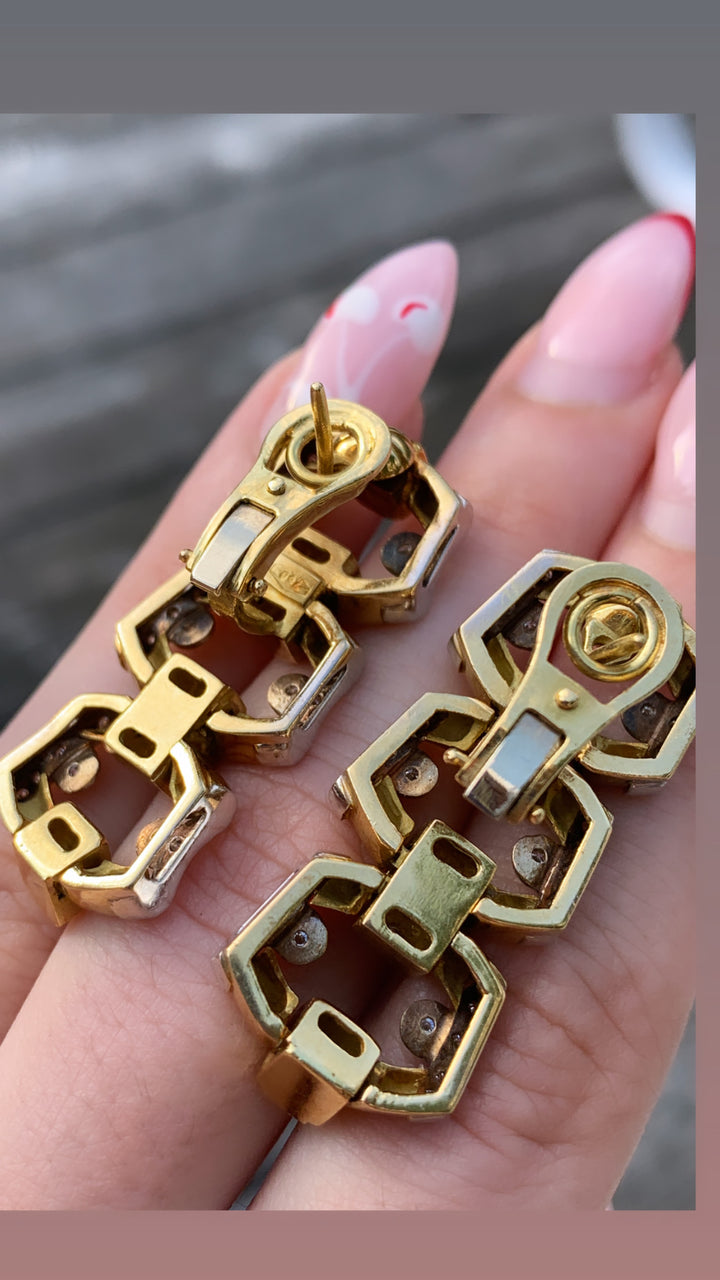 18K Gold & Diamond Station Earrings