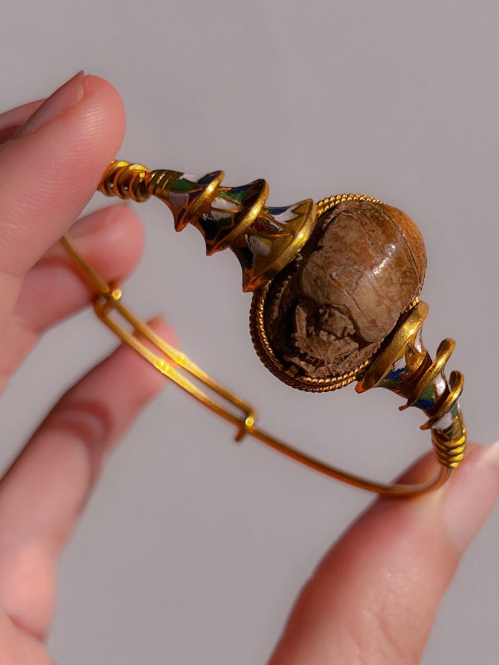 Superb Edwardian Egyptomania Scarab Bracelet in Solid 18k