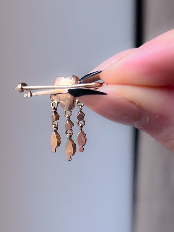 18ct Turquoise and Pearl Forget-Me-Not Bar Brooch C. 1870