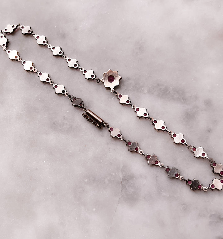 Glorious English Victorian Pink Topaz and Diamond Color Paste Collar