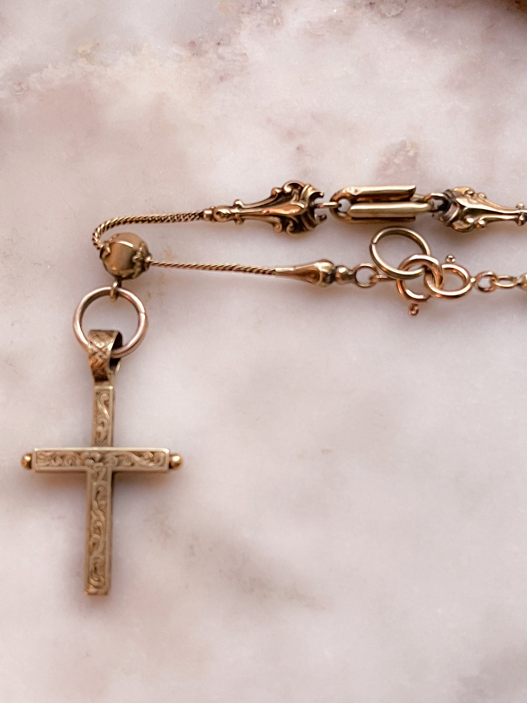 Stunning Cross Albertina with Embellished Chain