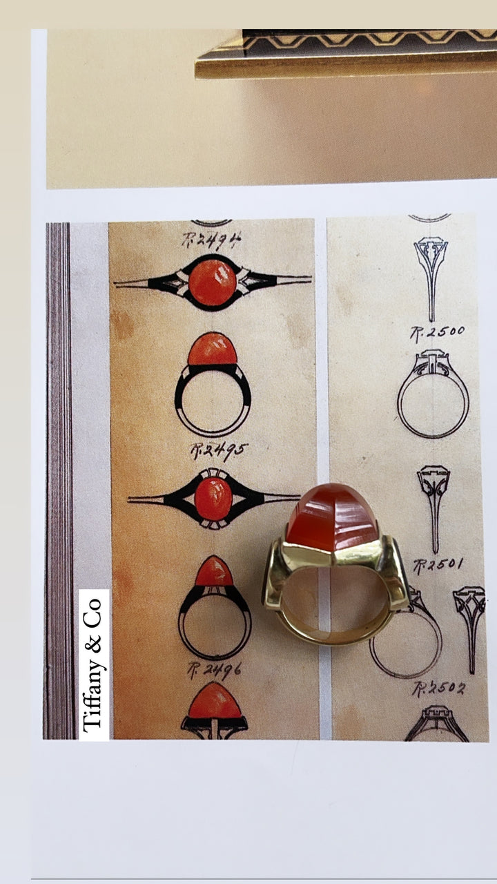 Magnificent Art Deco Carnelian and Onyx Domed Ring
