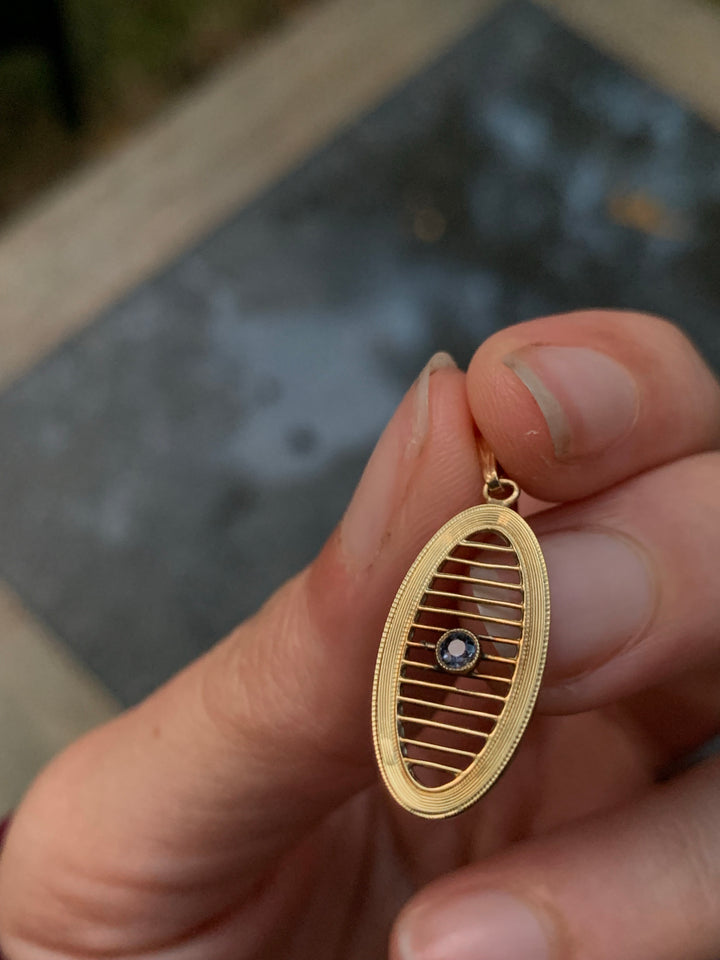 Wonderful Edwardian Sapphire Pendant American in 10ct