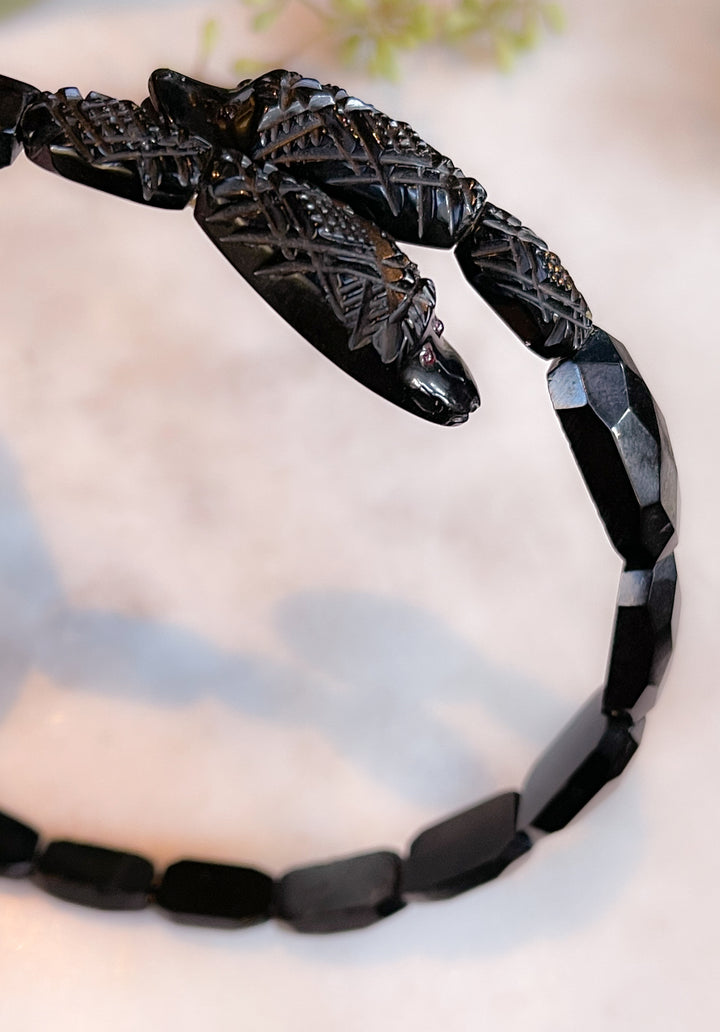 Outstanding Whitby Jet Snake Choker Circa 1840
