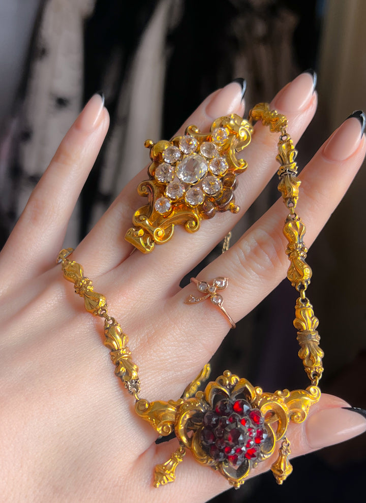 Superb Victorian 14ct Old Mine Cut Paste Brooch 1849