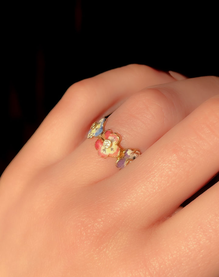 Outrageous 1960’s Enamel Pansy Band
