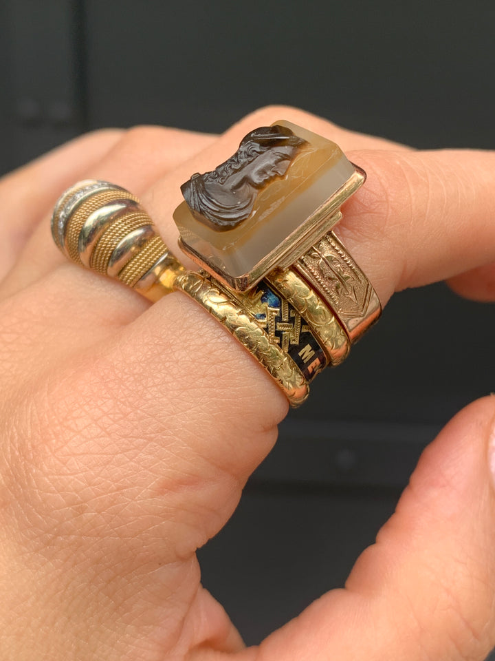 14ct American Carnelian Cameo Ring C 1890