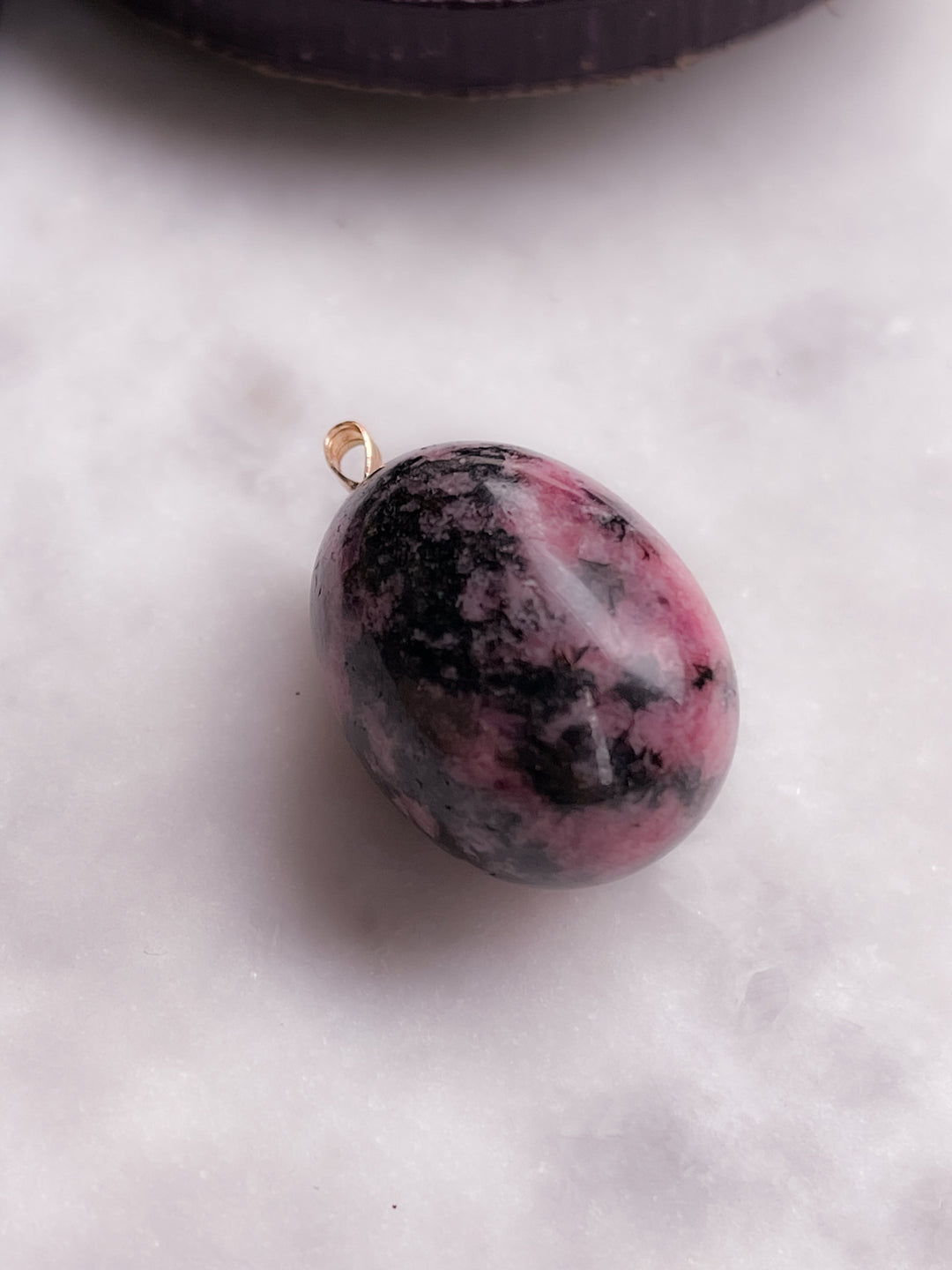 Lovely Late Vintage Pink Rhodochrosite Egg with Black Veining