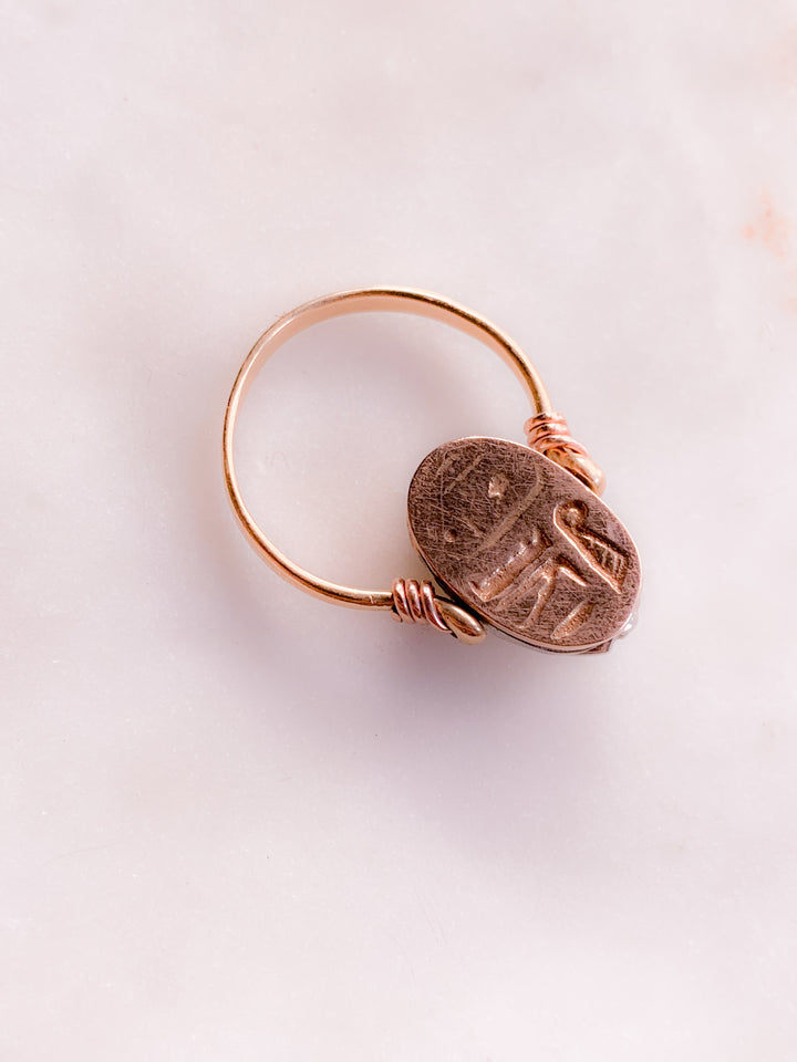 Platinum & 18k Scarab Flip Ring Size 7