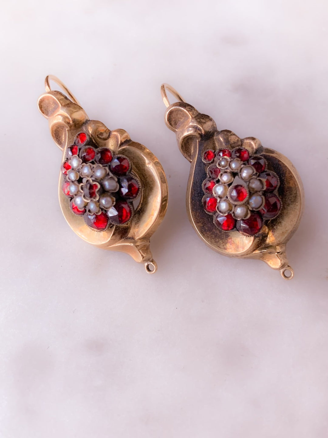 Early Victorian Garnet Teardrop Earrings Circa 1840