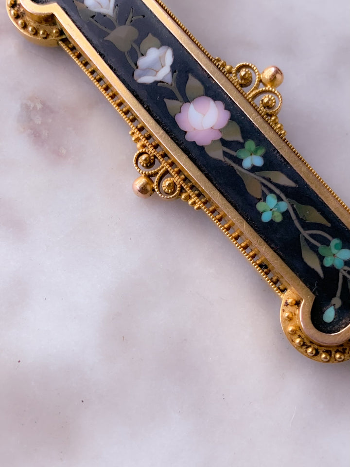 14k Italian Pietradura Brooch Circa 1860