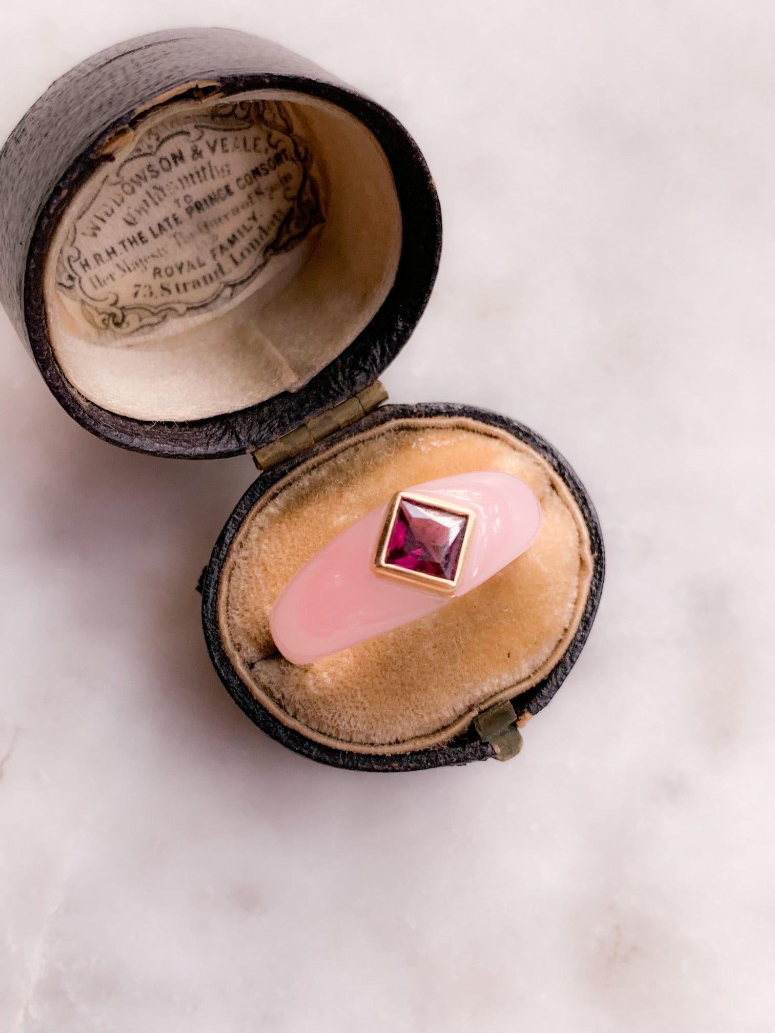 14k Rose Quartz and Almandine Garnet Vintage Ring