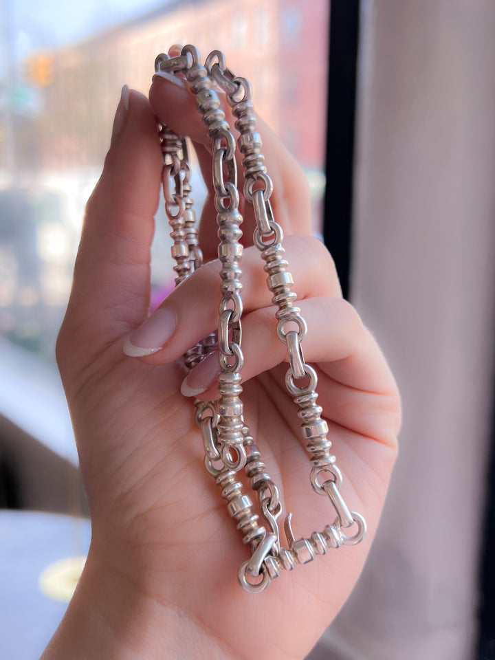 Rare Victorian Sterling Silver Barbell Chain