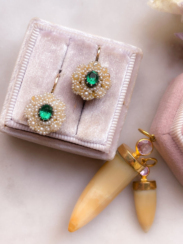 Early Victorian Paste and Pearl Earrings Circa 1840