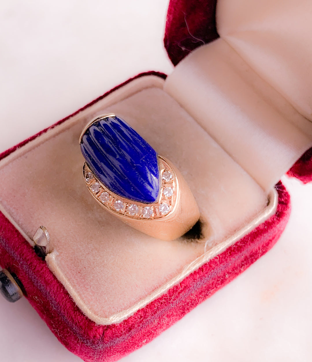 Vintage Lapis and Diamond Ring