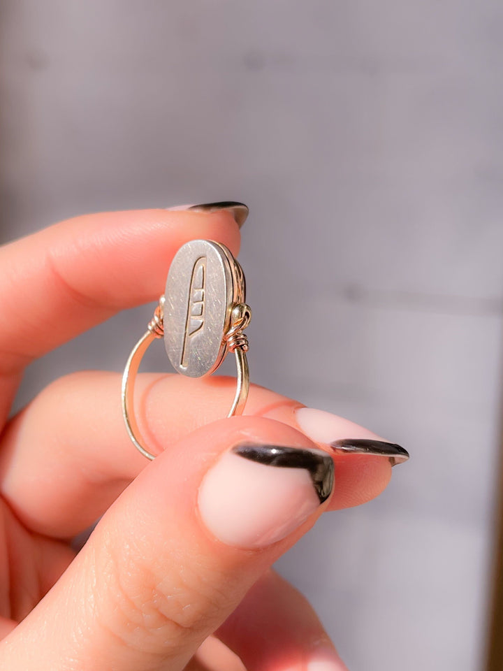 14k Pink, 18k Yellow Gold, and Platinum Large Scarab with Feather Glyph on Reverse